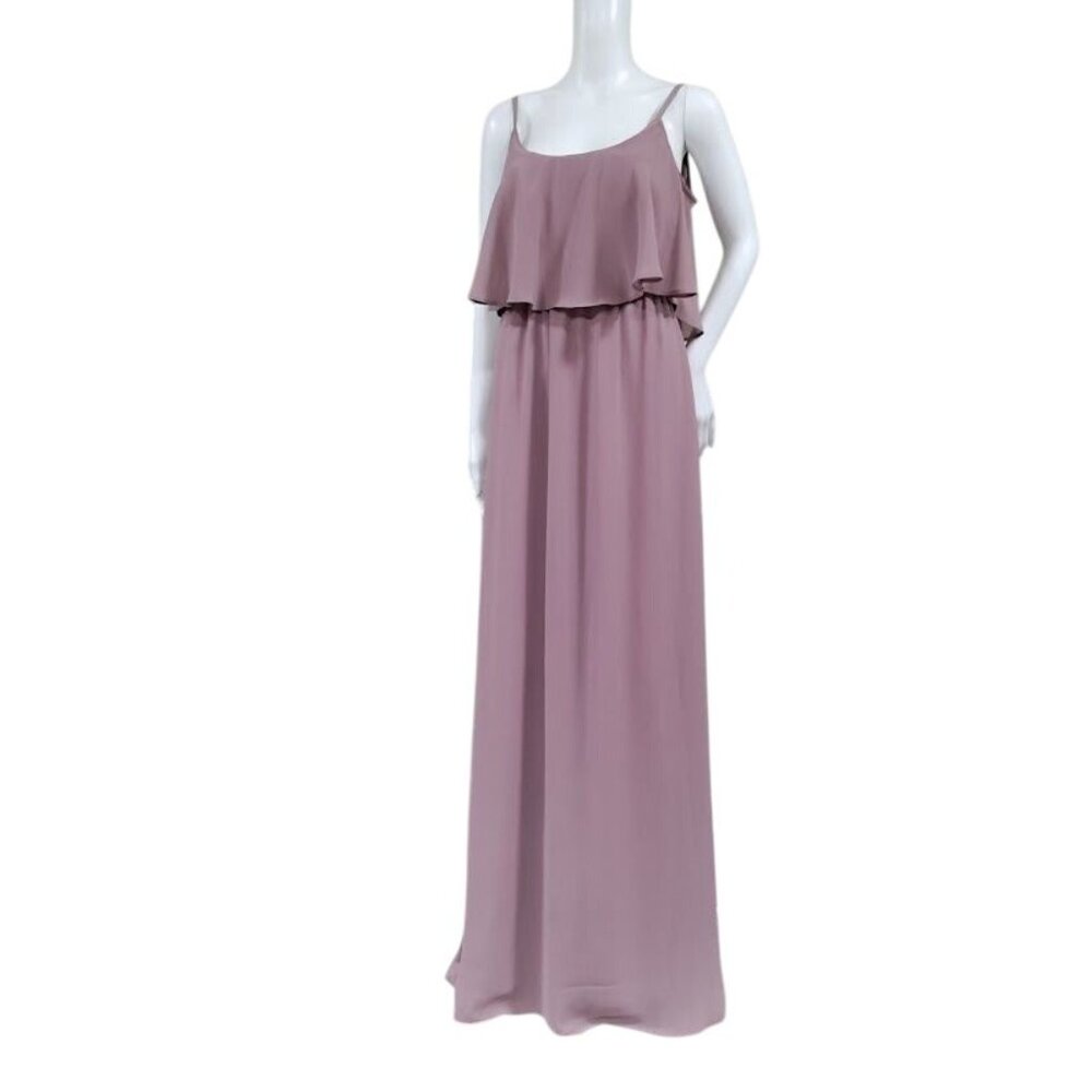 Show Me Your MuMu Caitlin Ruffle Maxi Dress Antique Rose Chiffon Boho Whimsy Fes - Picture 5 of 14